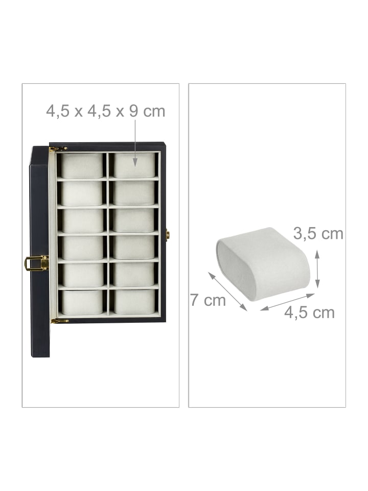 relaxdays Uhrenbox in Schwarz (B)31 x (H)8 x (T)20 cm günstig kaufen onesize