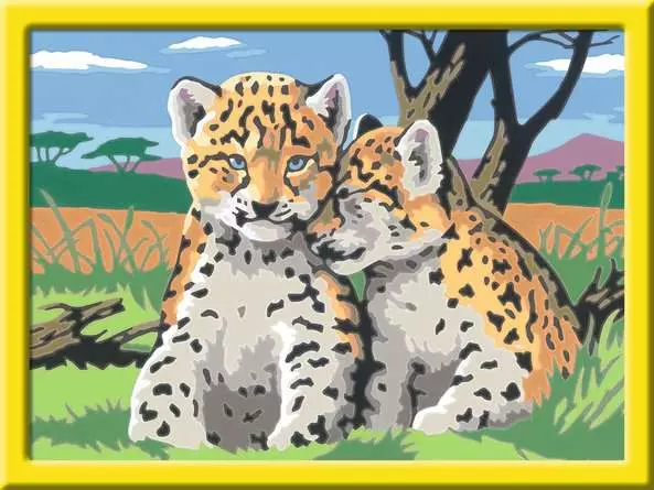 CreArt Kleine Leoparden - Malen nach Zahlen für Kinder ab 9 Jahren