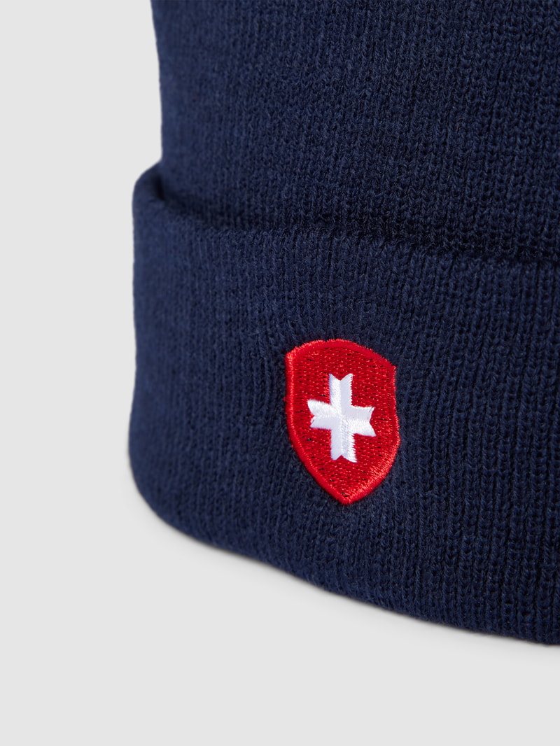 Beanie mit Label-Stitching in marineblau