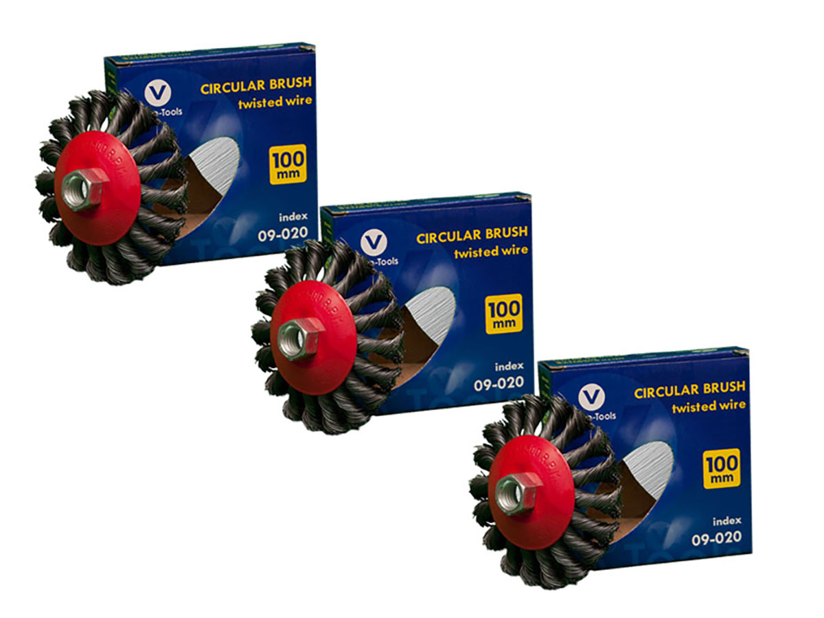 Vago-Tools Kegelbürsten Drahtbürsten 100mm Bürste gezopft Winkelschleifer Flex 6x