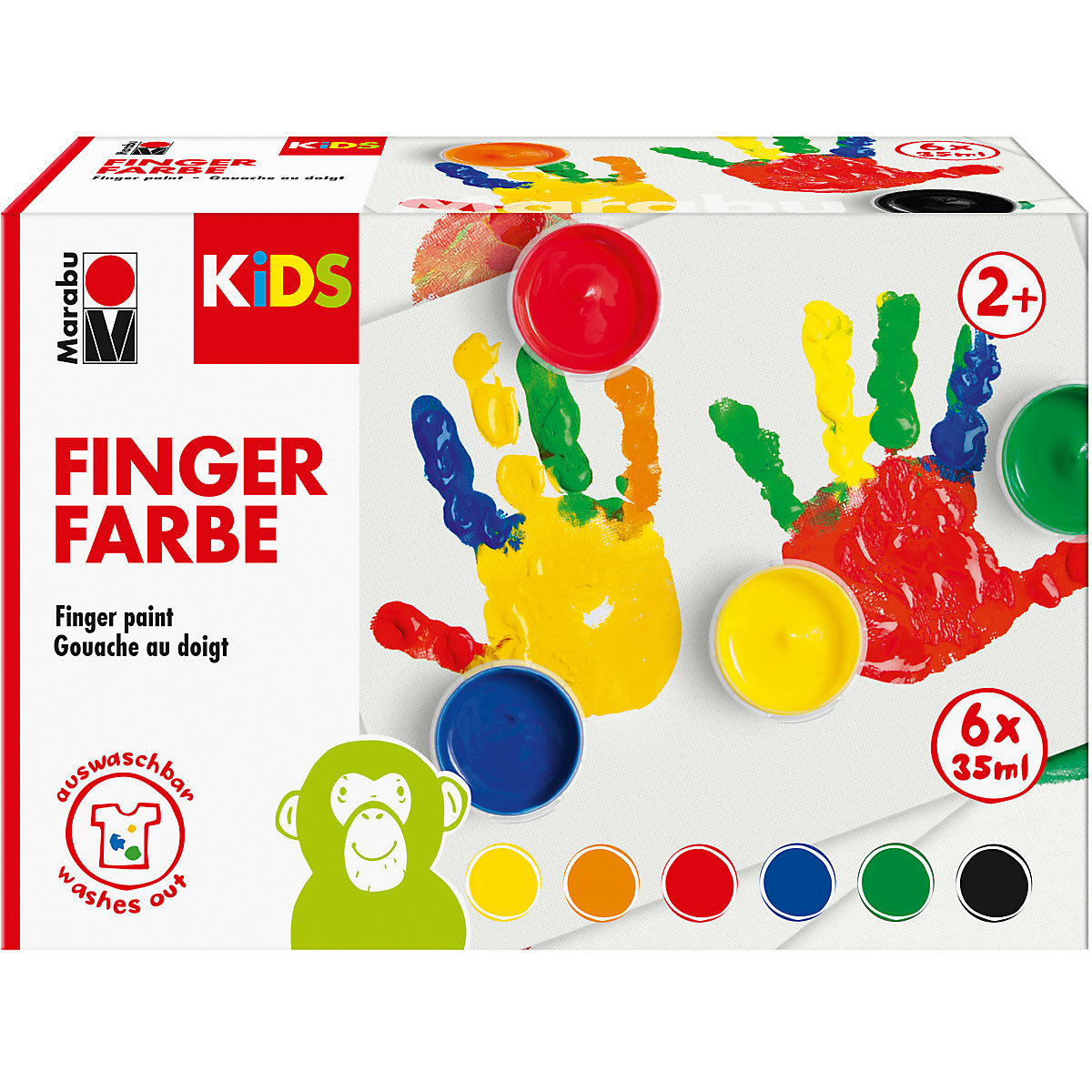Marabu KiDS Fingerfarbe 6er Set, 6 x 35 ml