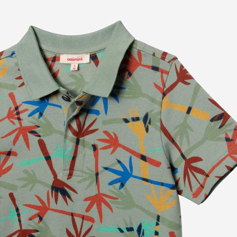 Polo garçon camo palmes vert Catimini