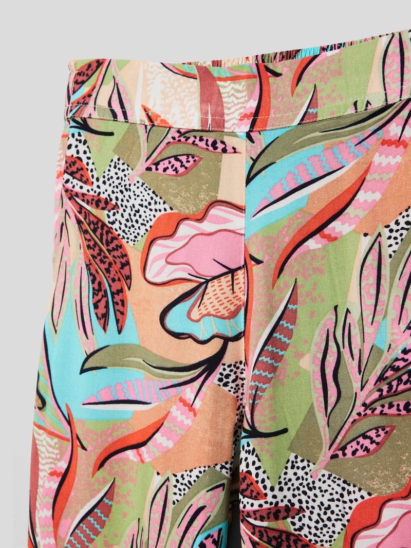 Stoffhose aus Viskose mit Allover-Muster in neon rot