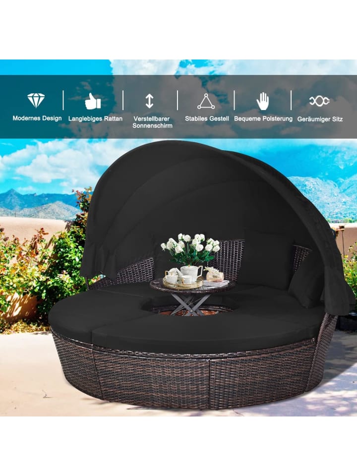 COSTWAY Sonneninsel mit Sonnendach in Schwarz günstig kaufen onesize