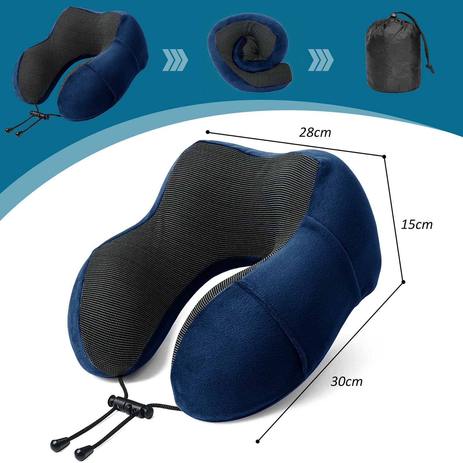 CALIYO Nackenkissen Nackenkissen, Nackenhörnchen Memory Foam, Ergonomisch Gestaltetes Reisekissen, Nackenkissen Reise