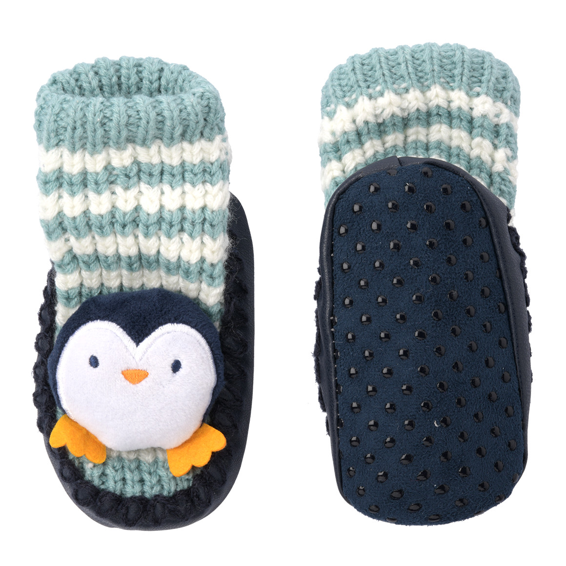 Baby Haussocken mit Pinguin-Applikation