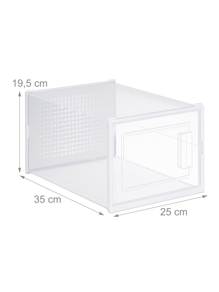 relaxdays 12 x Schuhboxen in Transparent/ Weiß günstig kaufen onesize