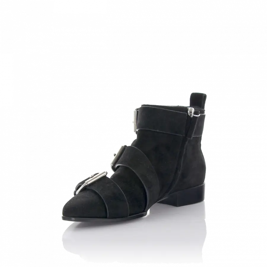 Giuseppe Zanotti - Stiefeletten Veloursleder Zierschnalle schwarz - schwarz