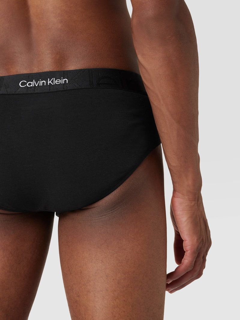 Slip mit Logo-Bund Modell 'Brief' in schwarz
