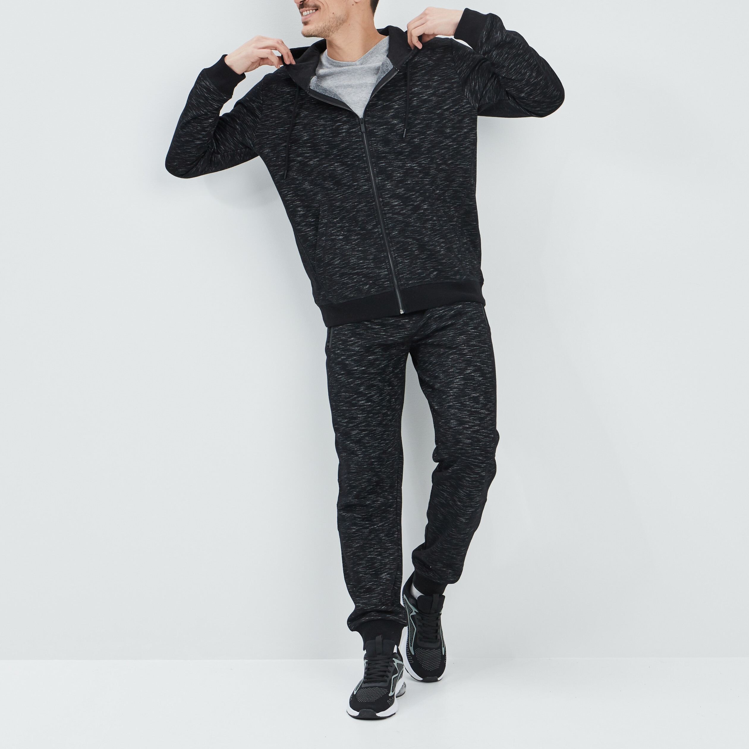 Pantalon jogging taille élastiquée noir homme | La Halle