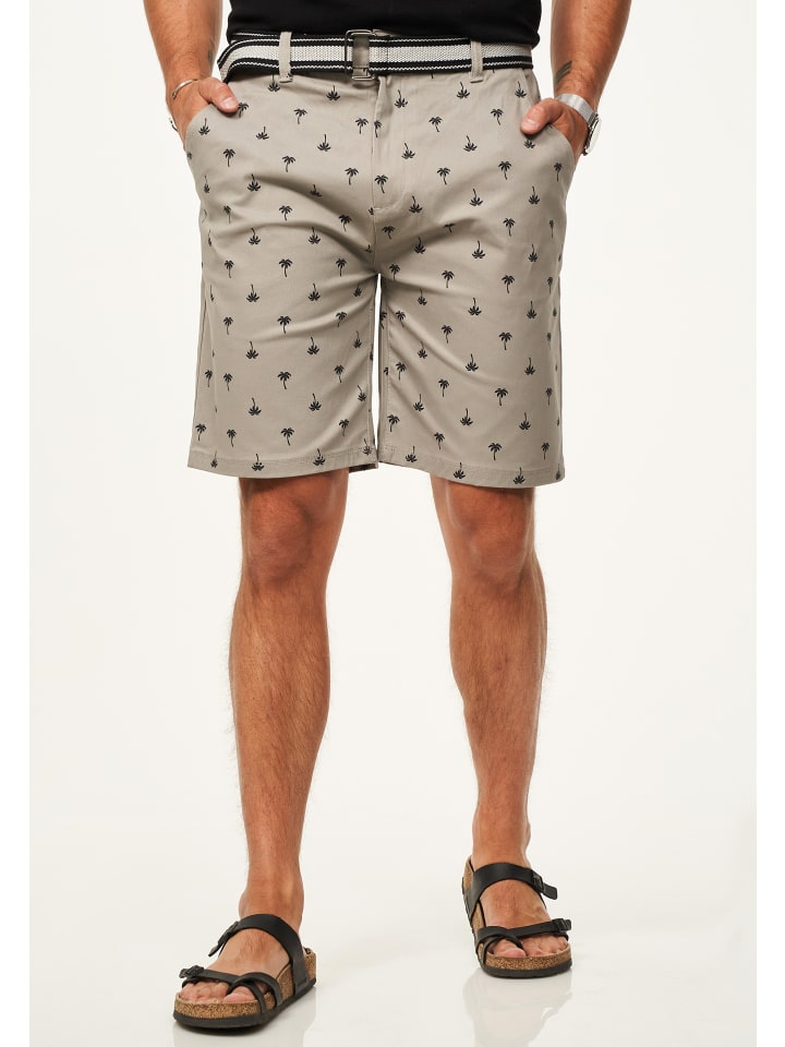 SOULSTAR Chinoshorts - für Herren mit Palmenmuster & Gürtel im Regular-Fit in Taupe günstig kaufen
