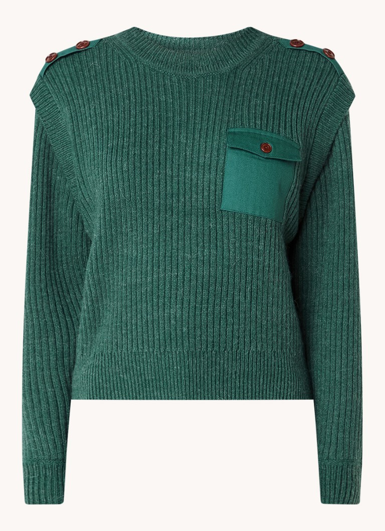 Maglione a coste Sessùn Honorius in misto lana con taschino sul petto.