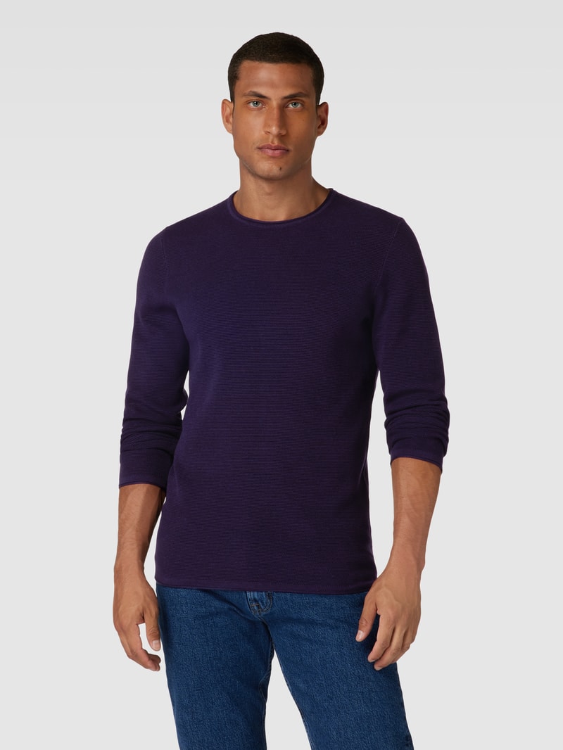 Strickpullover mit Rundhalsausschnitt in aubergine meliert
