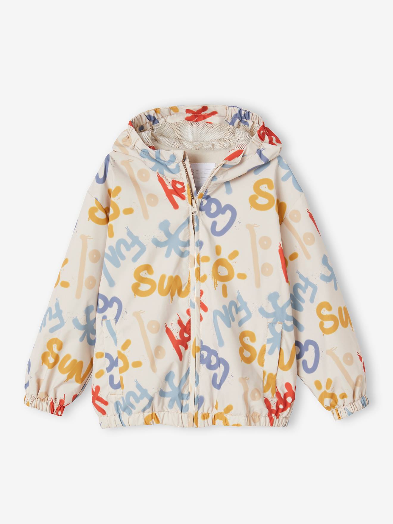 Vertbaudet Jungen Anorak mit Kapuze - beige graffiti