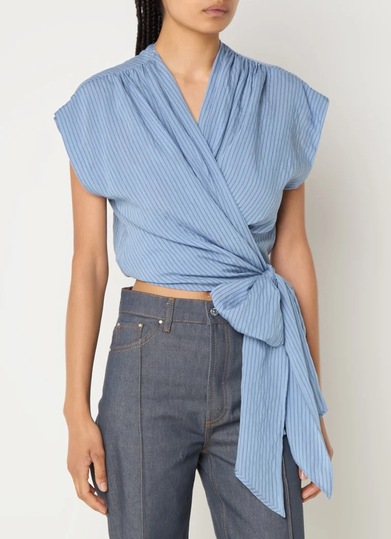 Claudie Pierlot Wrap top with stripe print and V-neck