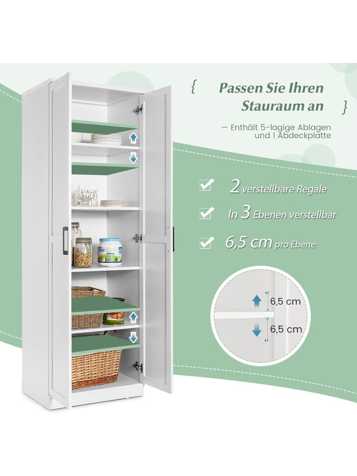 COSTWAY 5 stöckiger Hochschrank in Weiß günstig kaufen 175 cm