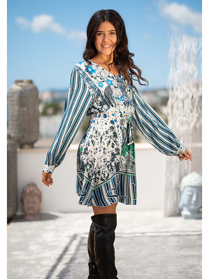 miss goodlife Kleid in Weiß/ Dunkelblau günstig kaufen