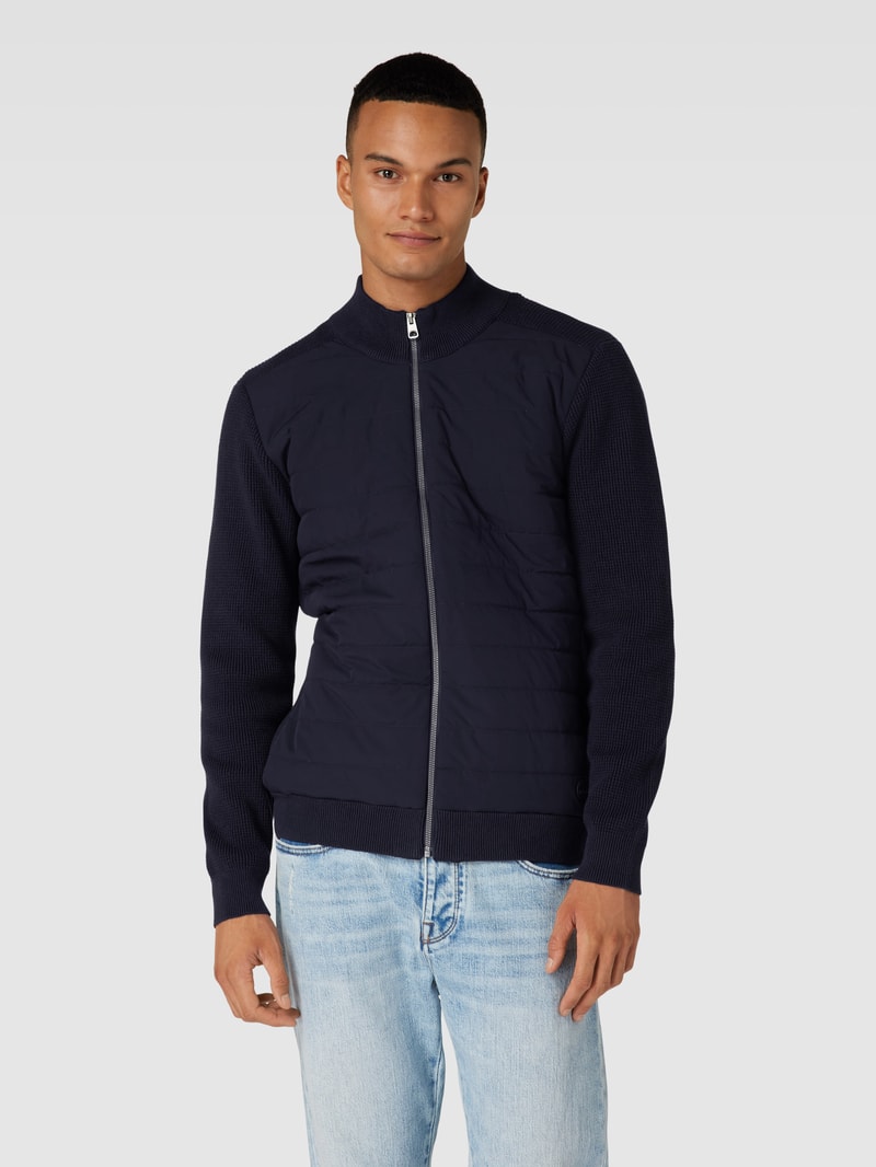 Strickjacke mit Stehkragen und Reißverschluss in marineblau
