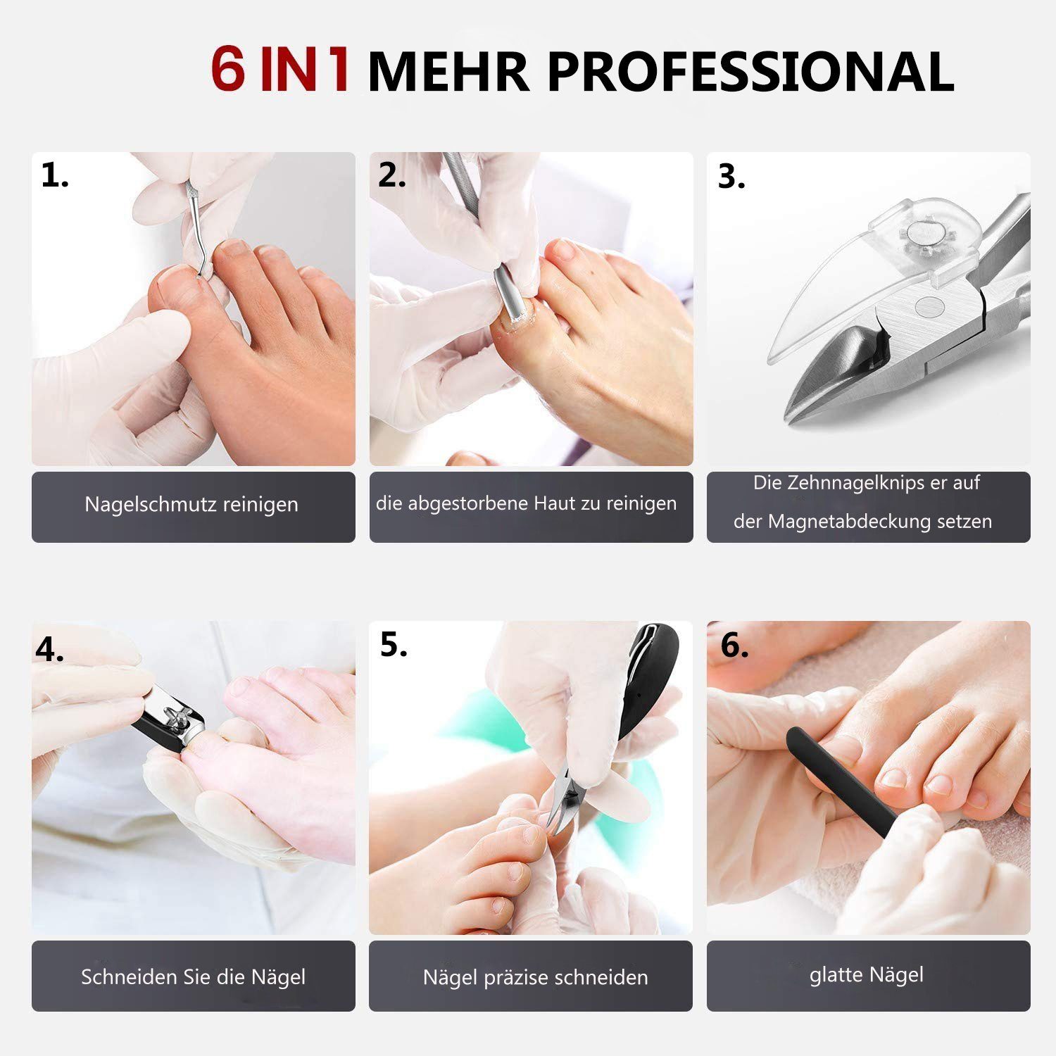 Ailiebe Design Nagelknipser-Set, 6-tlg., Edelstahl