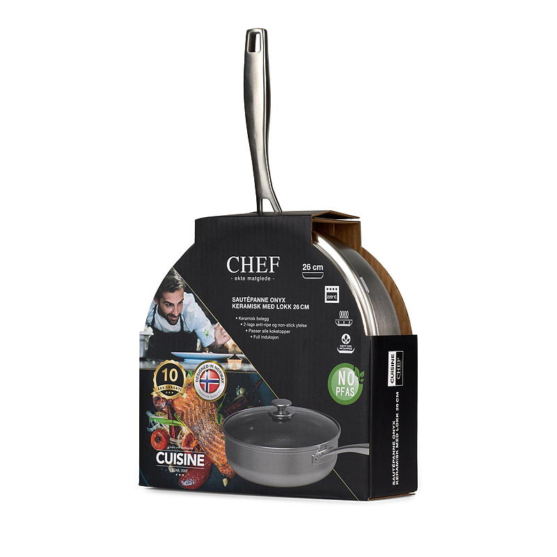 Cuisine Chef Sautepanne ø 26 cm m/lokk Onyx keramisk Cuisine
