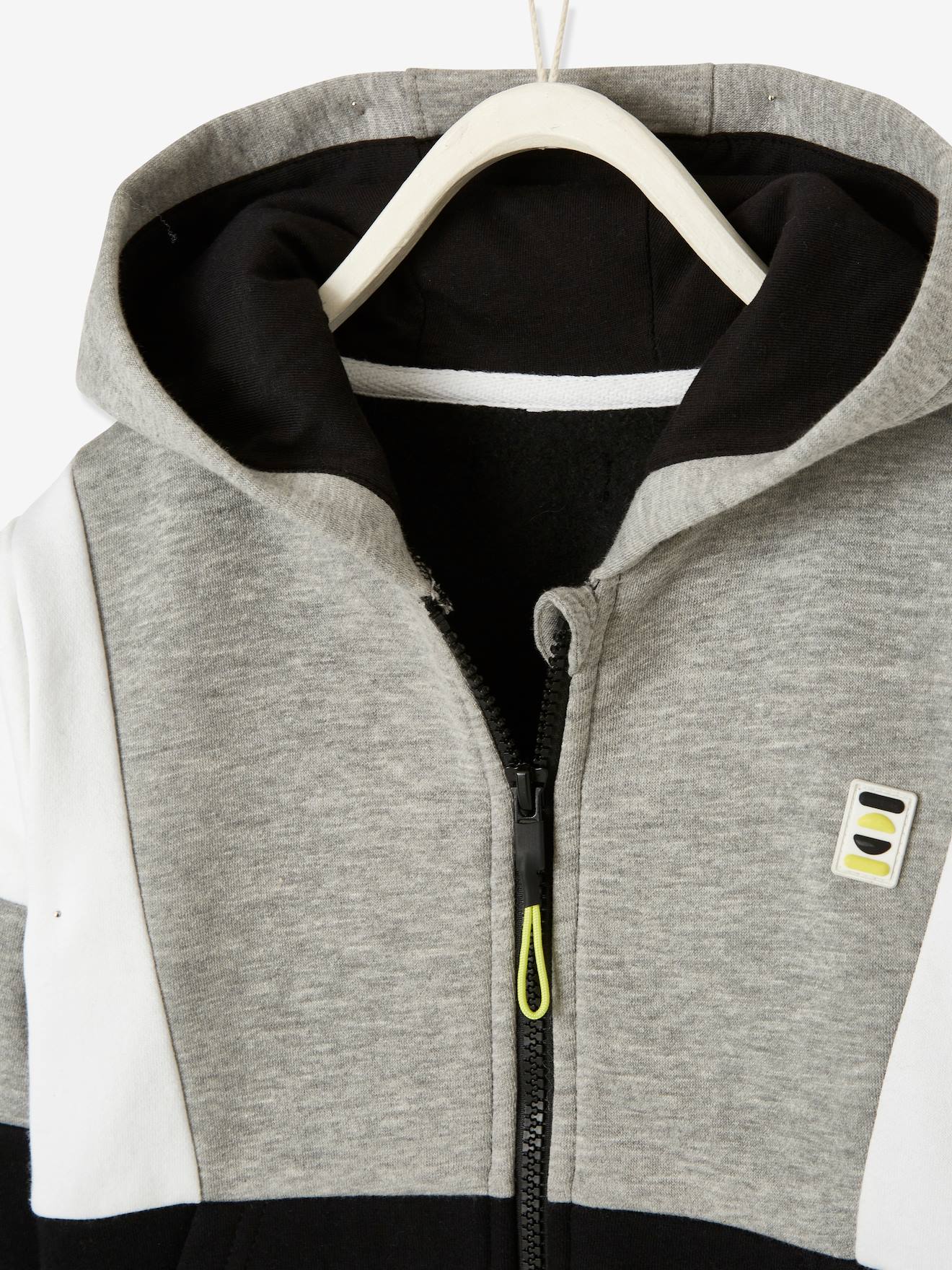 Sweat zippé colorblock sport garçon marron