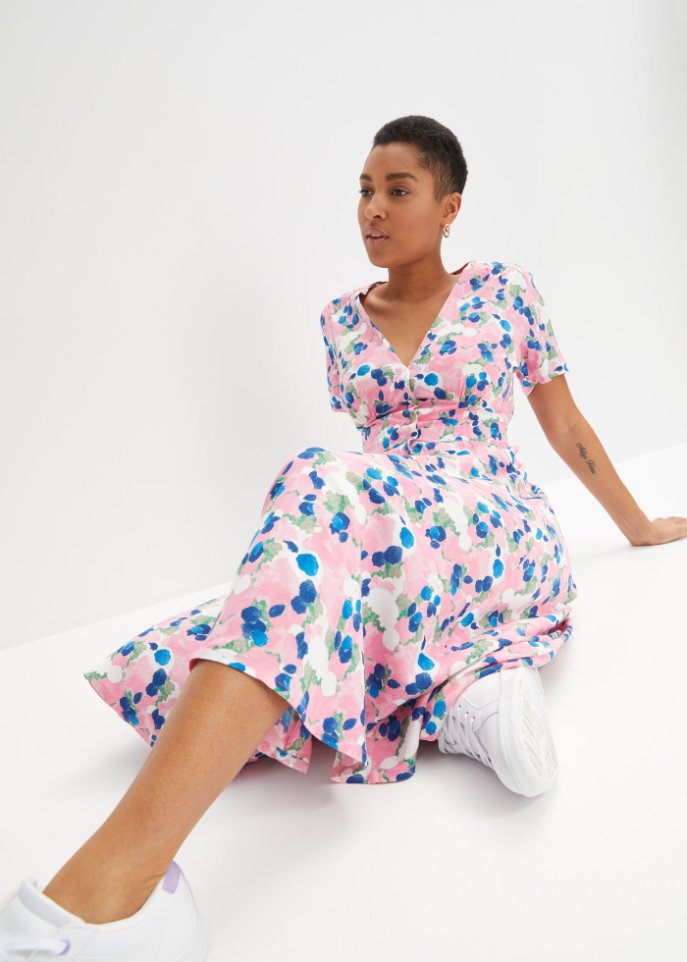 Midikleid mit V-Ausschnitt