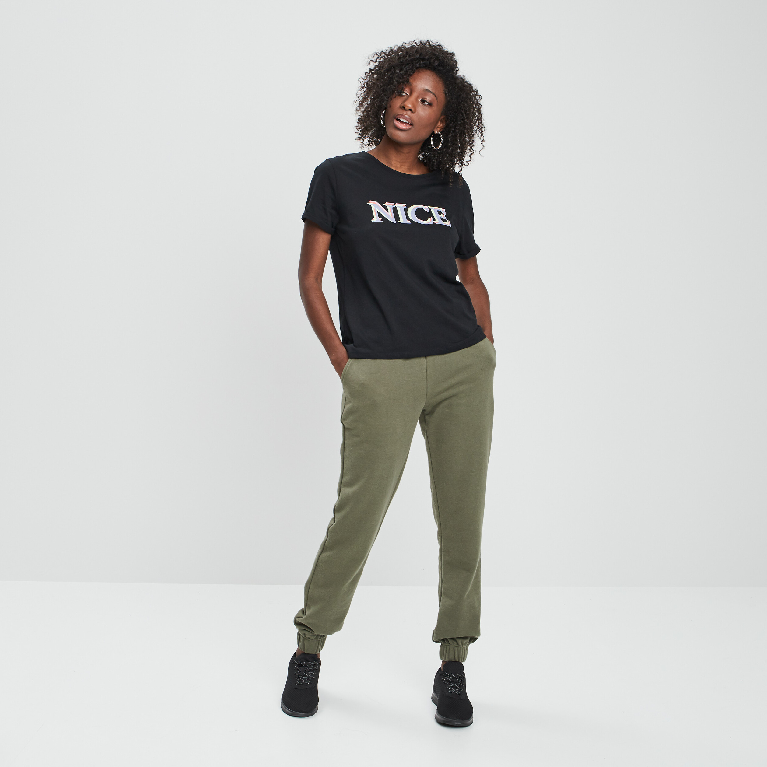T-shirt manches courtes noir femme | La Halle
