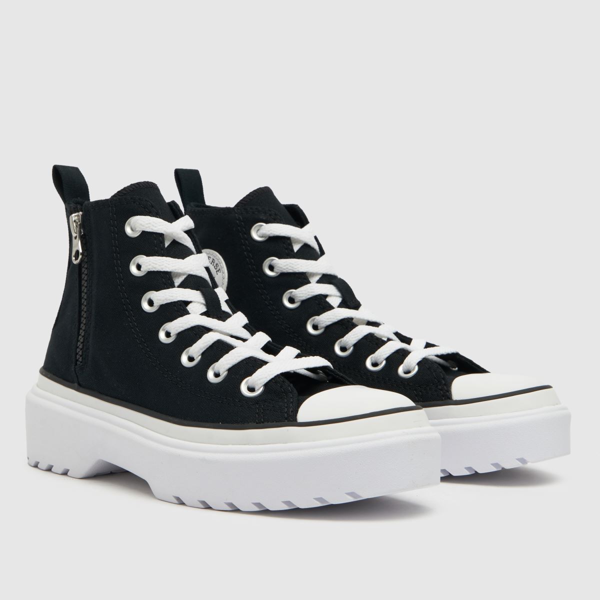 Converse svarta och vita All Star Lugged Lift Hi-sneakers för flickor och ungdomar