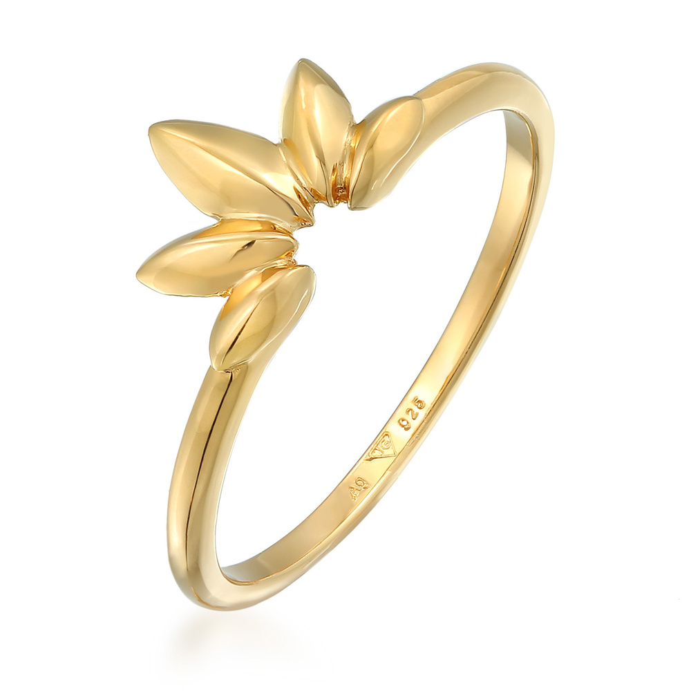 Elli Elli Bague Femmes forme feuille nature élégante en argent sterling 925 Bague