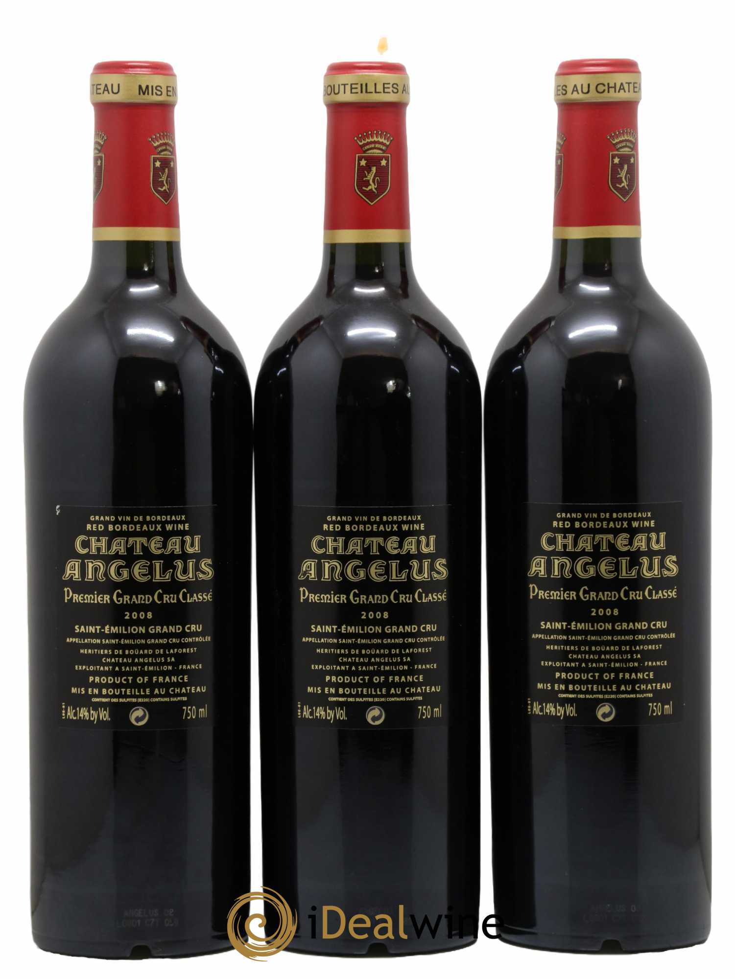 Château Angélus 1er Grand Cru Classé A  2008 - Lot de 3 Bouteilles