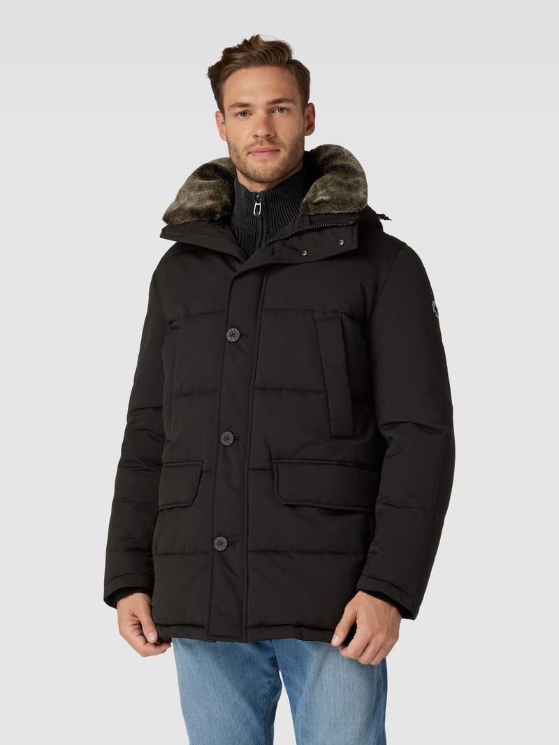 Parka mit Knopf- und Reißverschluss in schwarz