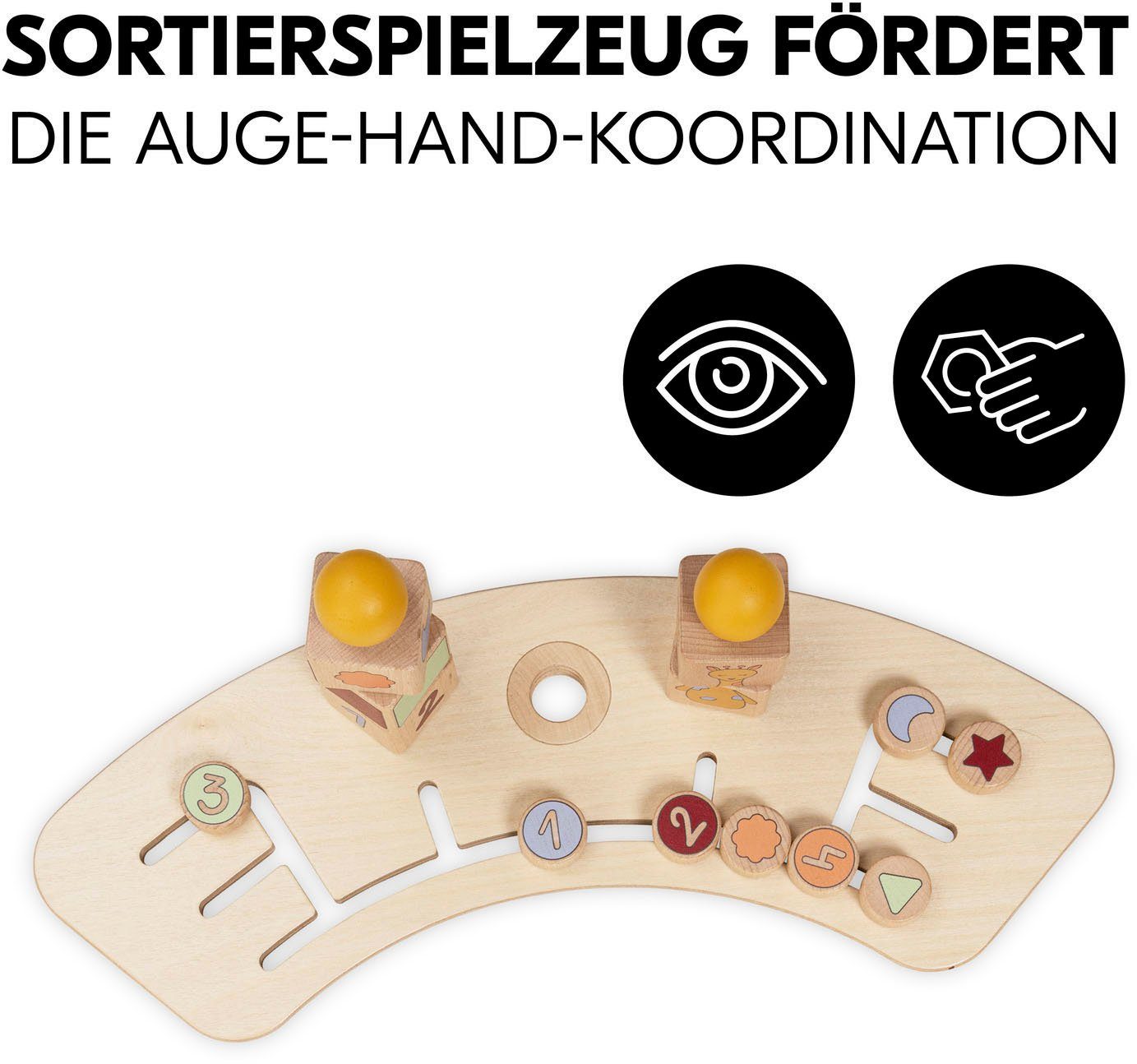 Hauck Hochstuhltablett Alpha Play Sorting Set Giraffe, Holz, Kunststoff, FSC® - schützt Wald - weltweit