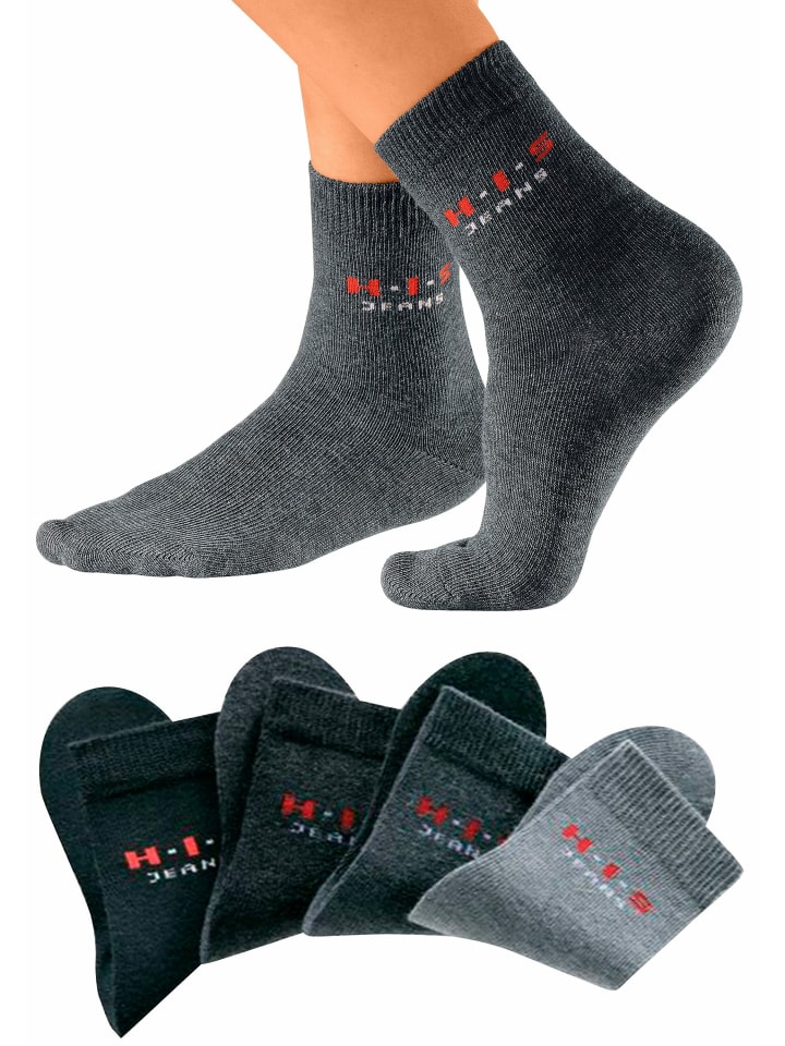 H.I.S Basicsocken in schwarz, anthrazit, grau, mittelgrau günstig kaufen 19-22