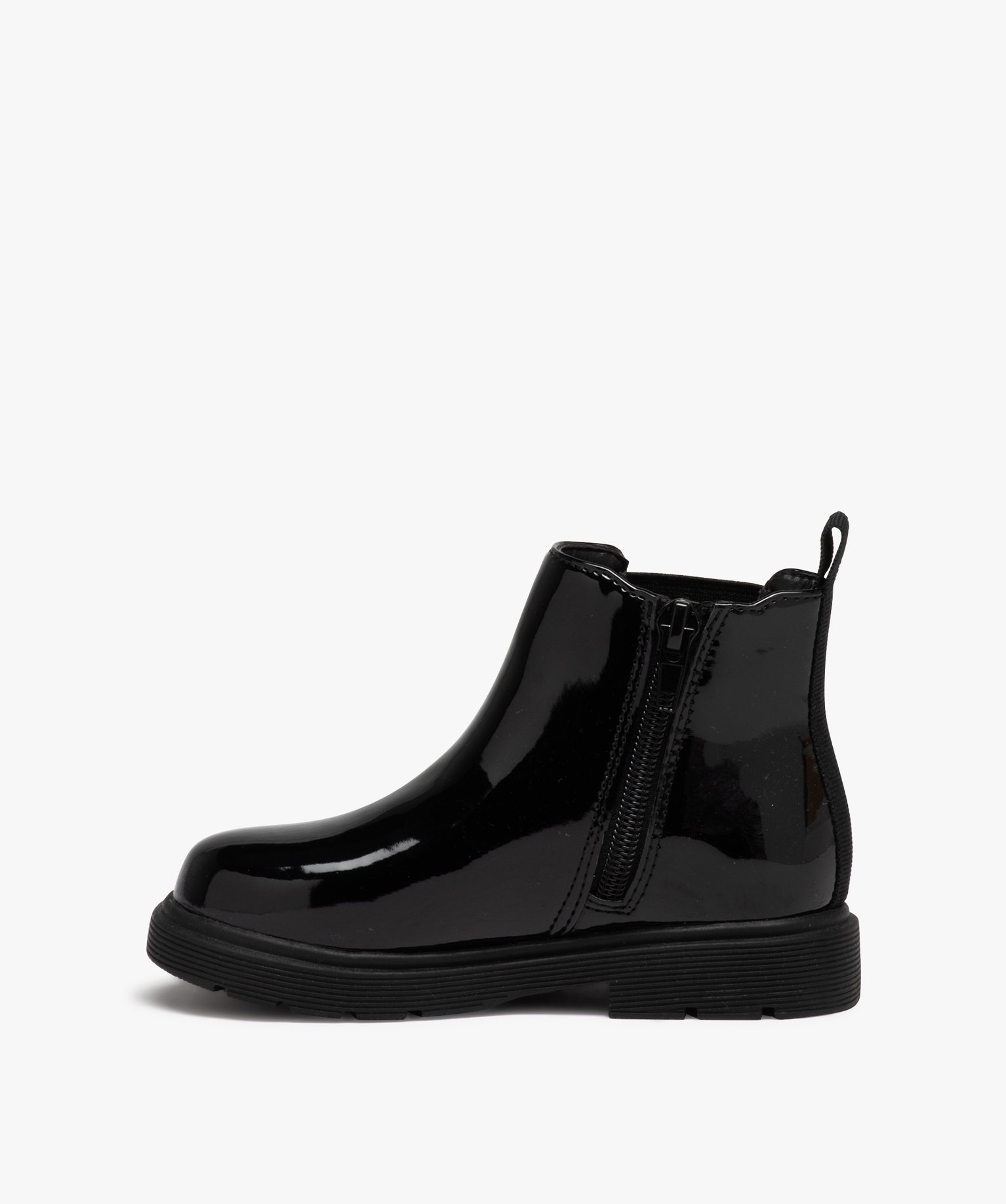 Bottes fille Chelsea vernies à zip noir | GEMO