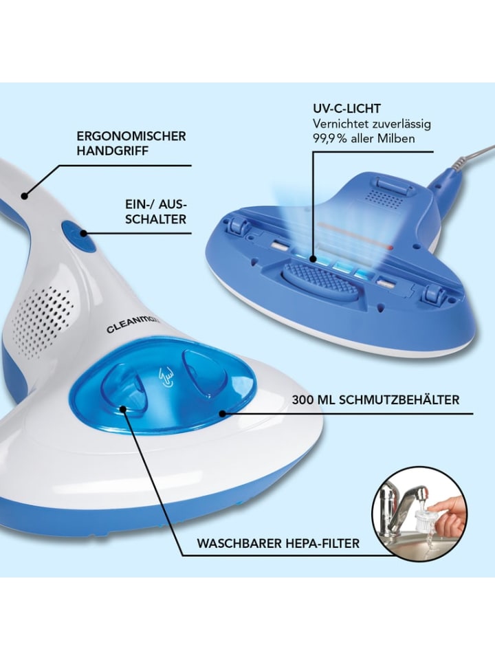 CLEANmaxx CLEANmaxx Milben-Handstaubsauger mit UV-C-Licht - blau/weiß günstig kaufen onesize