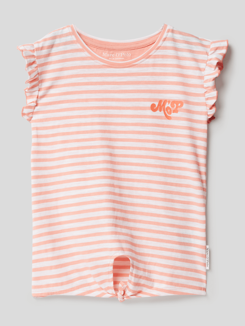 T-Shirt mit Streifenmuster in koralle