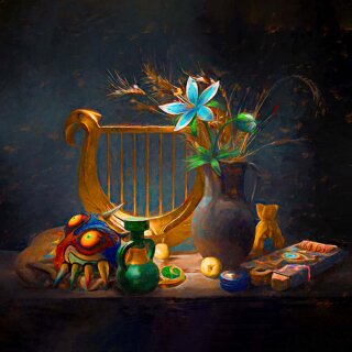 Würfelschale Zelda Stilleben