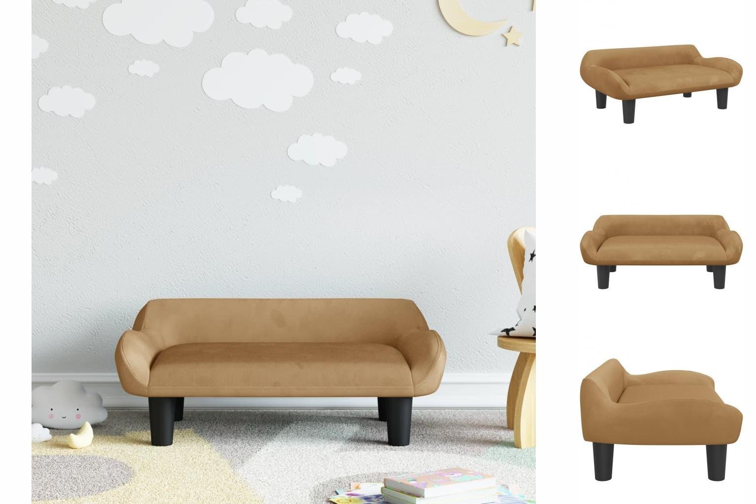 vidaXL Kindersofa Kindersofa Braun 70x40x24 cm Samt Kindercouch Kindermöbel Kinderzimmer