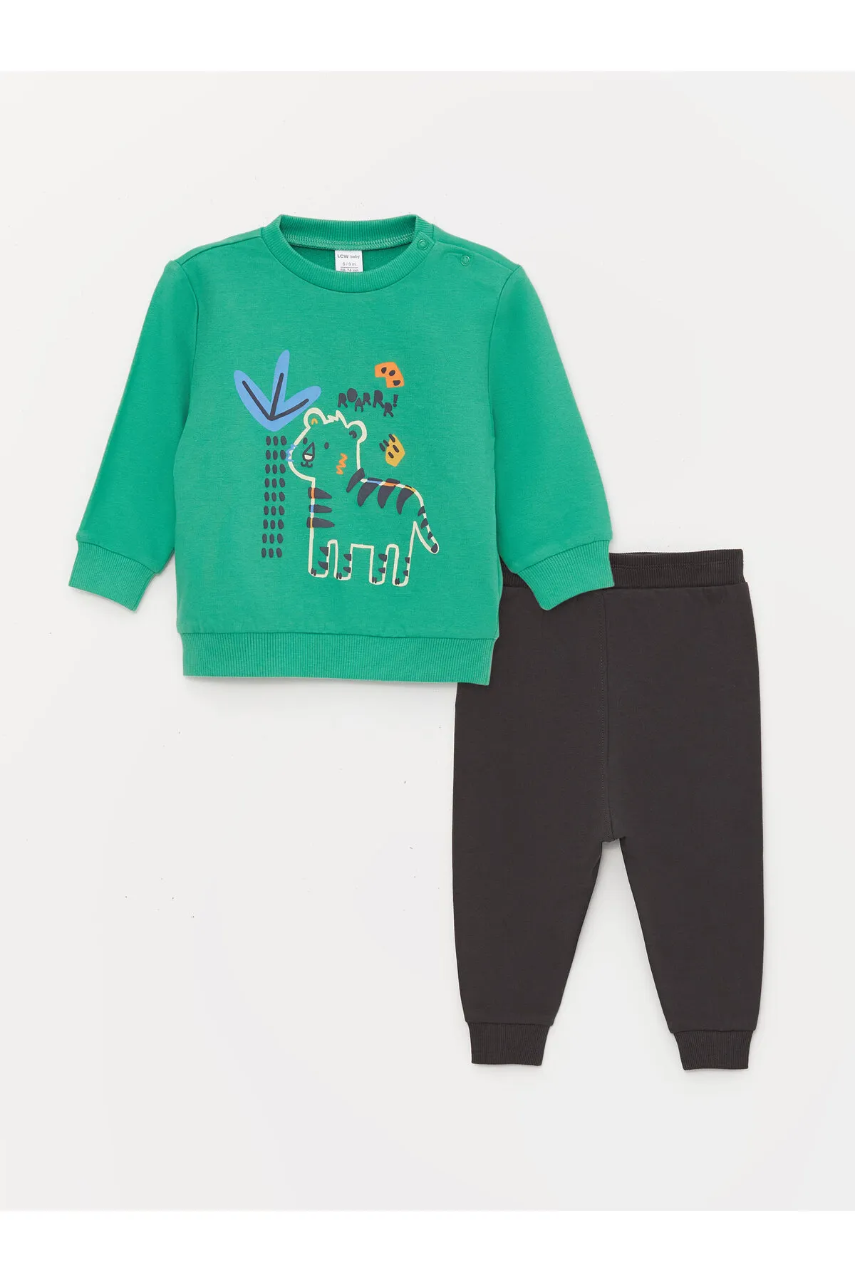LC Waikiki  Bedrucktes Rundhals-Sweatshirt und Trainingshose für Babys im 2er-Pack