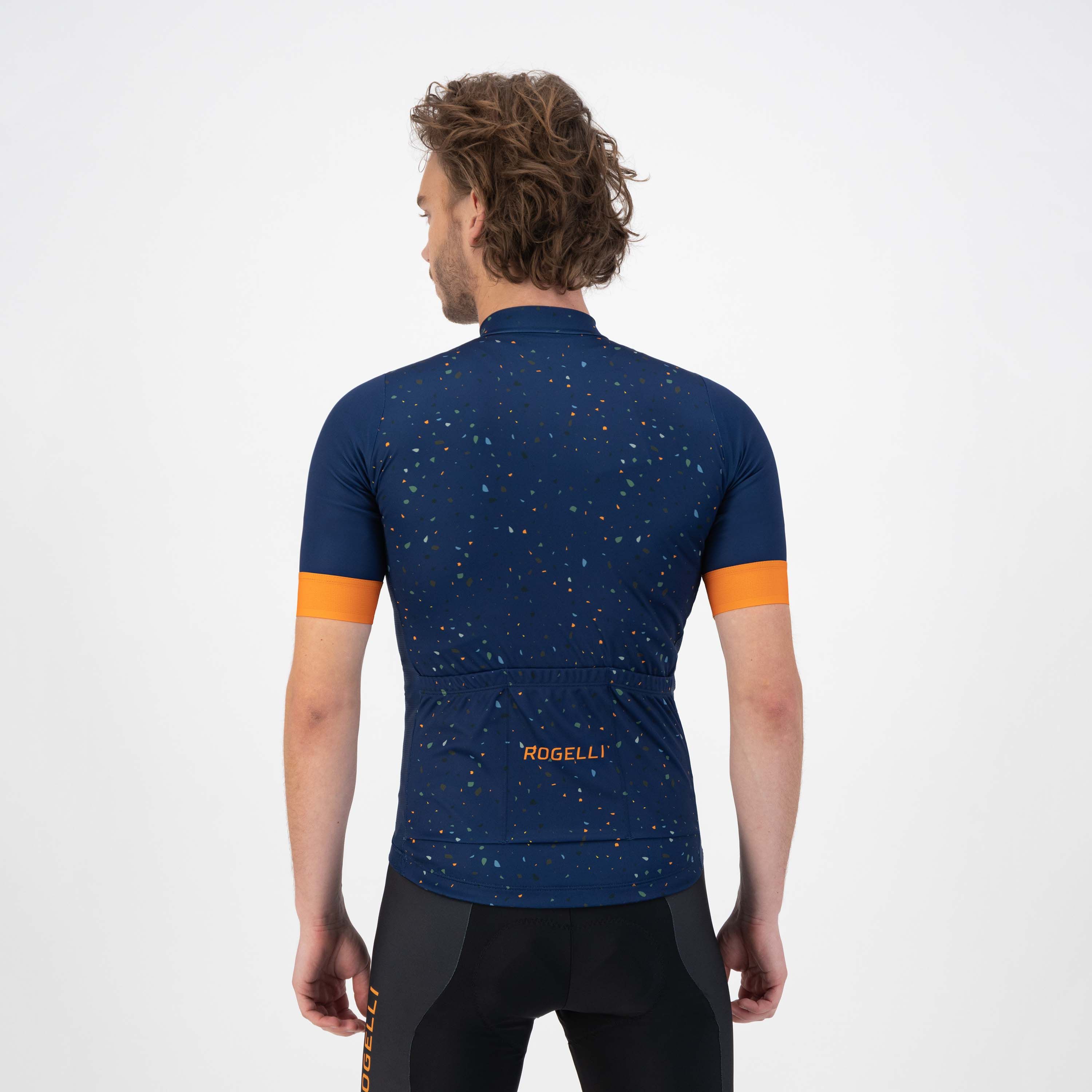 Rogelli Terrazzo Blau/Orange Herren Radtrikot Kurzarm