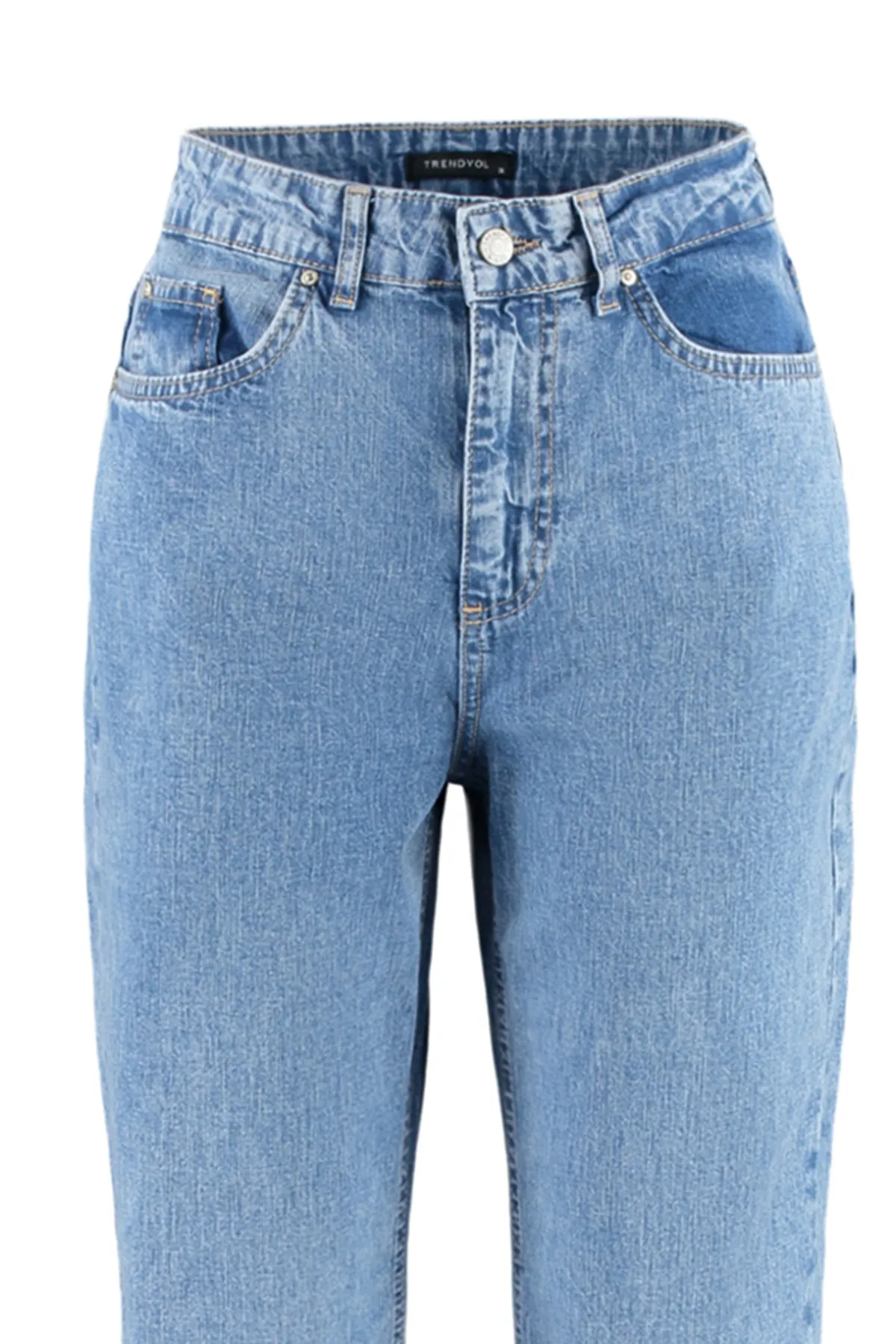 Trendyol Collection  Dunkelblaue Jeans mit hoher Taille und weitem Bein TWOAW23JE00671