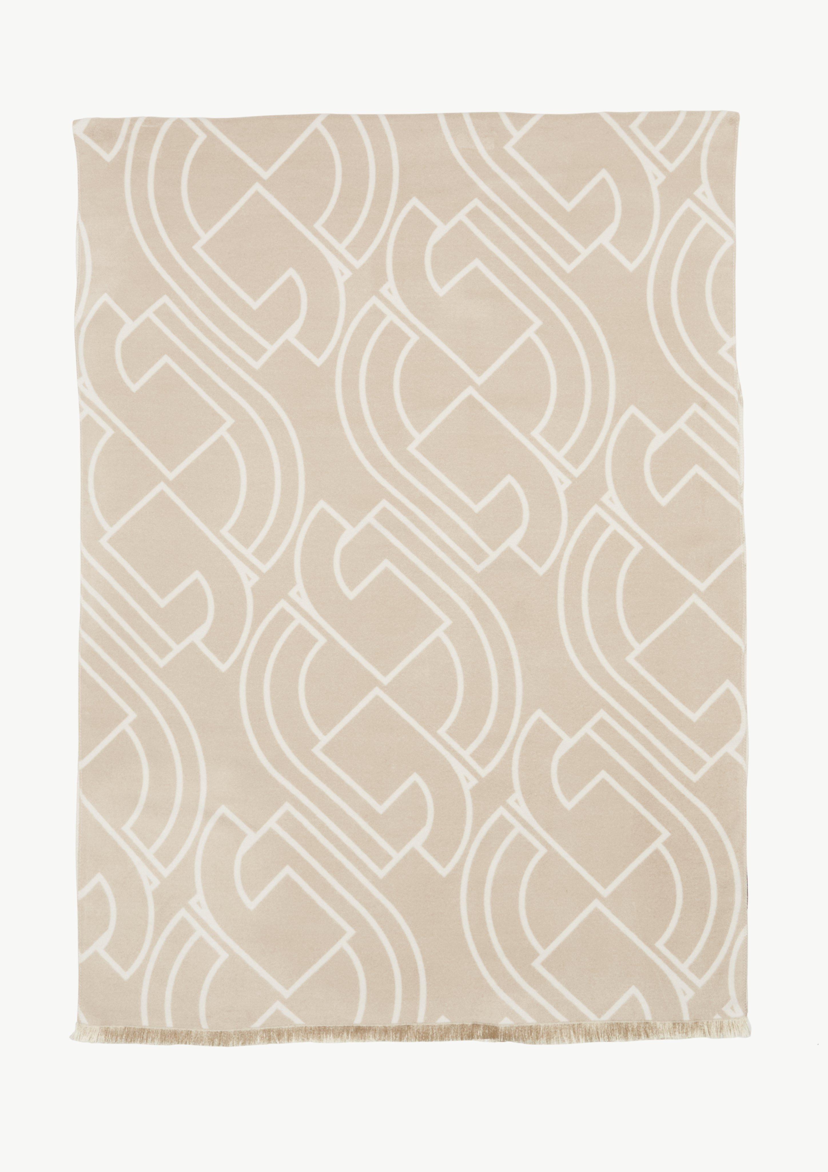Jacquard-Schal mit Fransen - beige