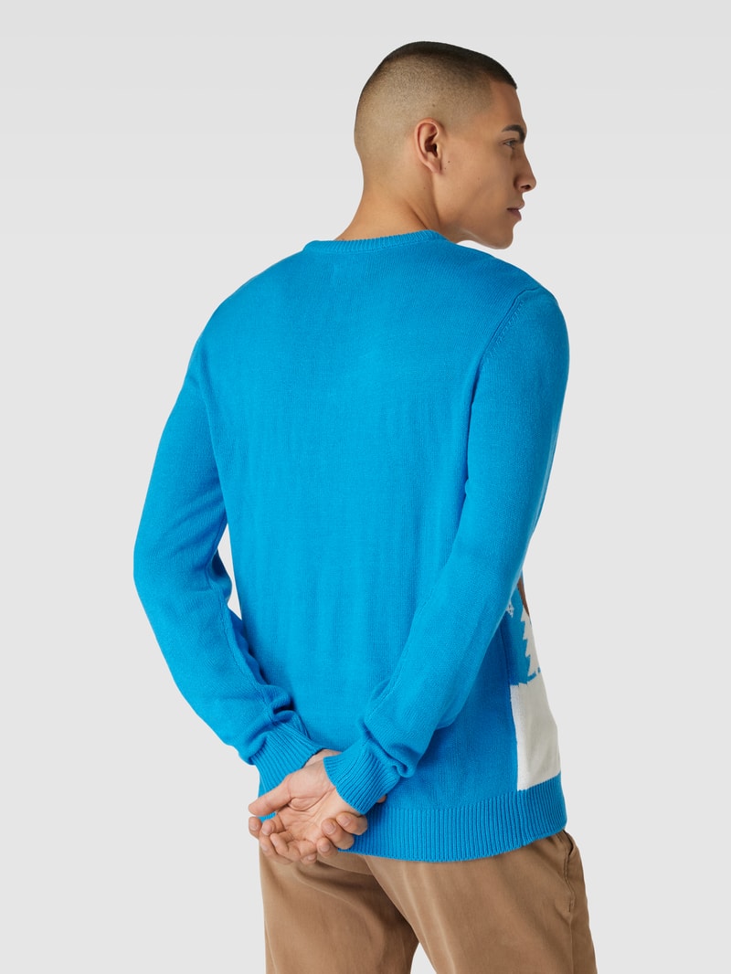 Strickpullover im Allover-Look mit Rundhalsausschnitt in aqua blau
