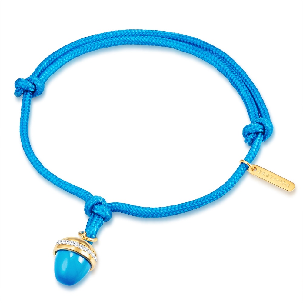 EASTSIDE Bracelet en acier inoxydable Textile Verre Cristal en Bleu Bracelet