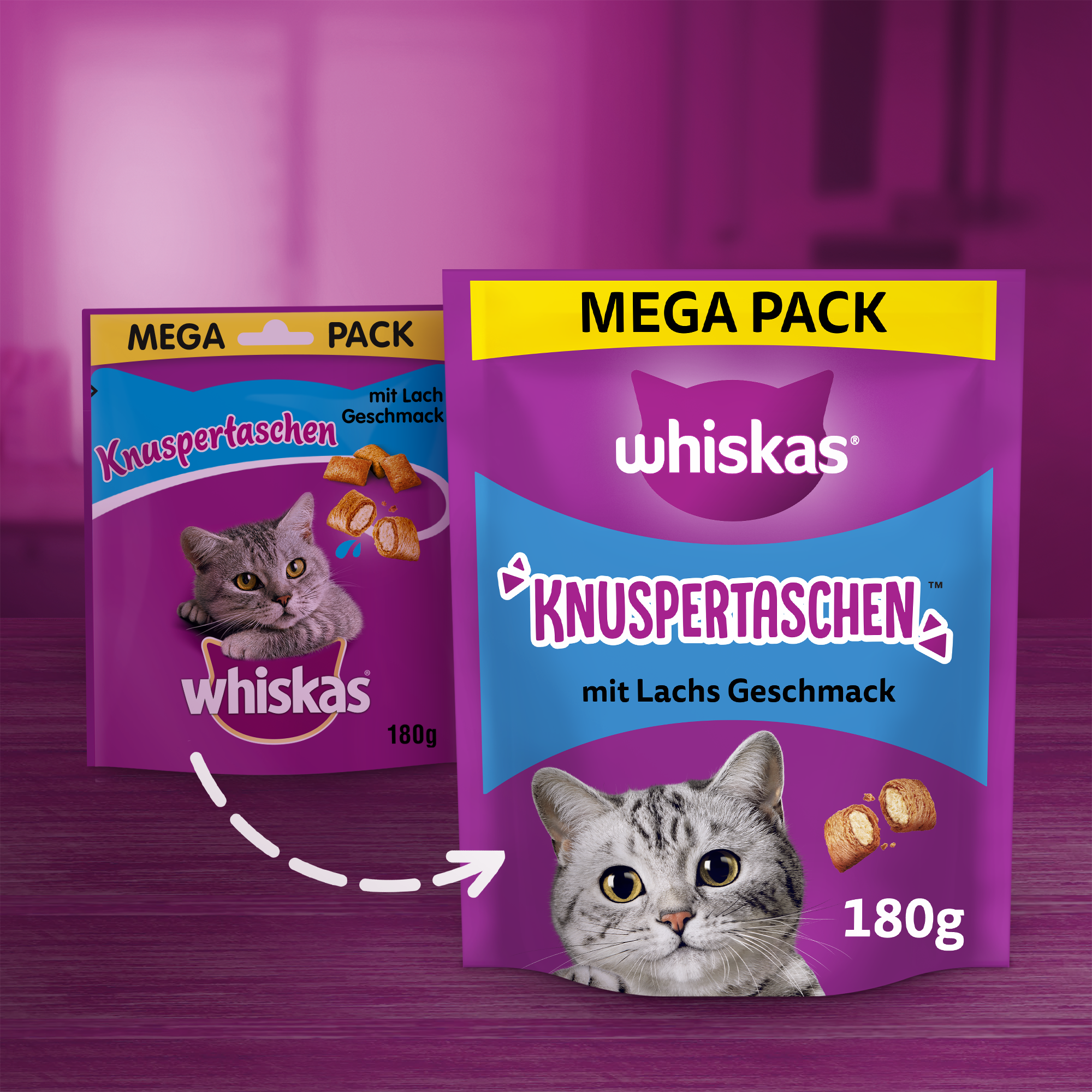 Whiskas Snacks Whiskas Knuspertaschen Mega Pack 180g Lachs
