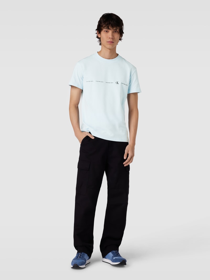 T-Shirt mit Logo-Print in hellblau