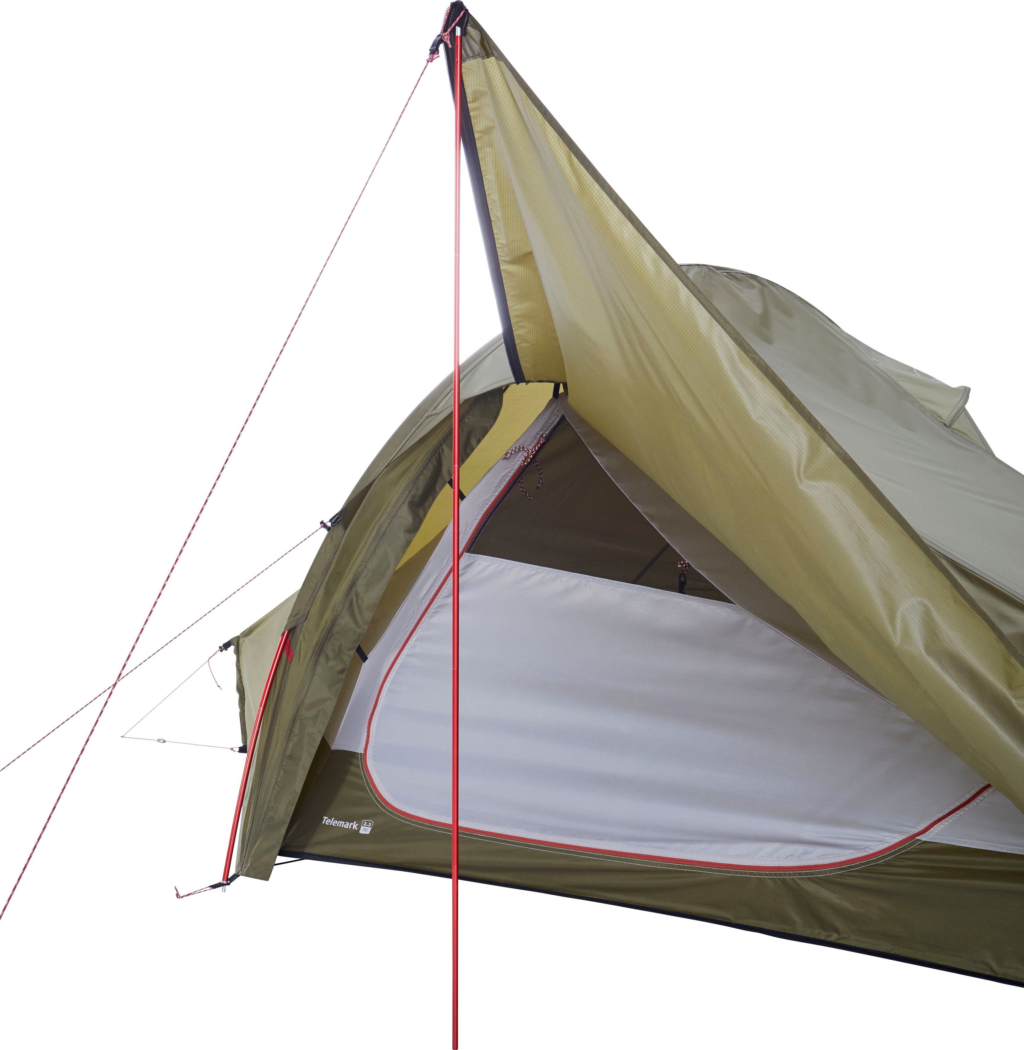 Nordisk Tunnelzelt Telemark 2.2 PU Tent Dark Olive, Personen: 2 (Packung, 1 tlg)