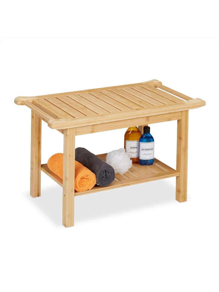 relaxdays Badhocker in Natur - (B)75 x (H)45 x (T)40,5 cm günstig kaufen onesize