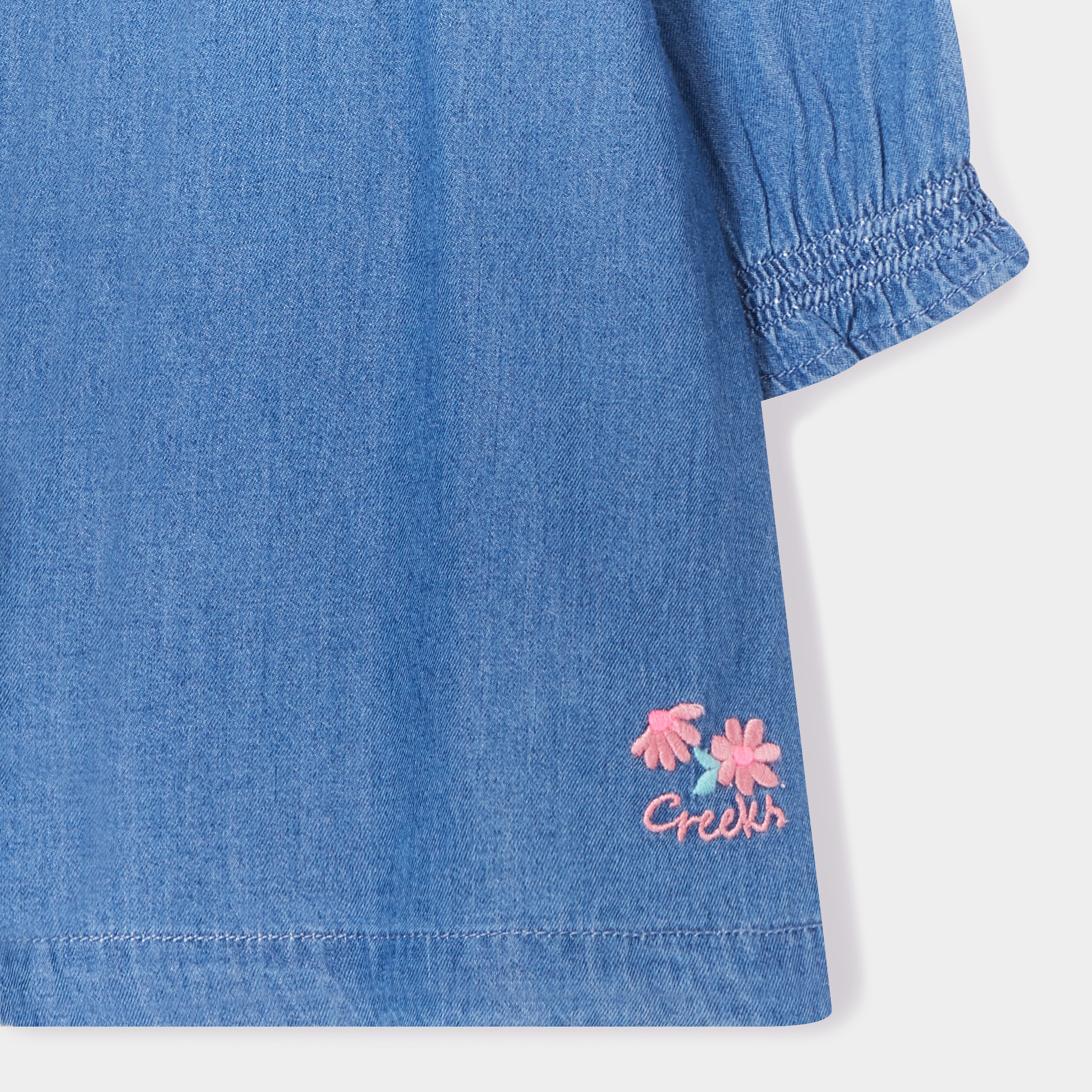 Robe en jeans broderie et volants denim stone bébé fille | La Halle