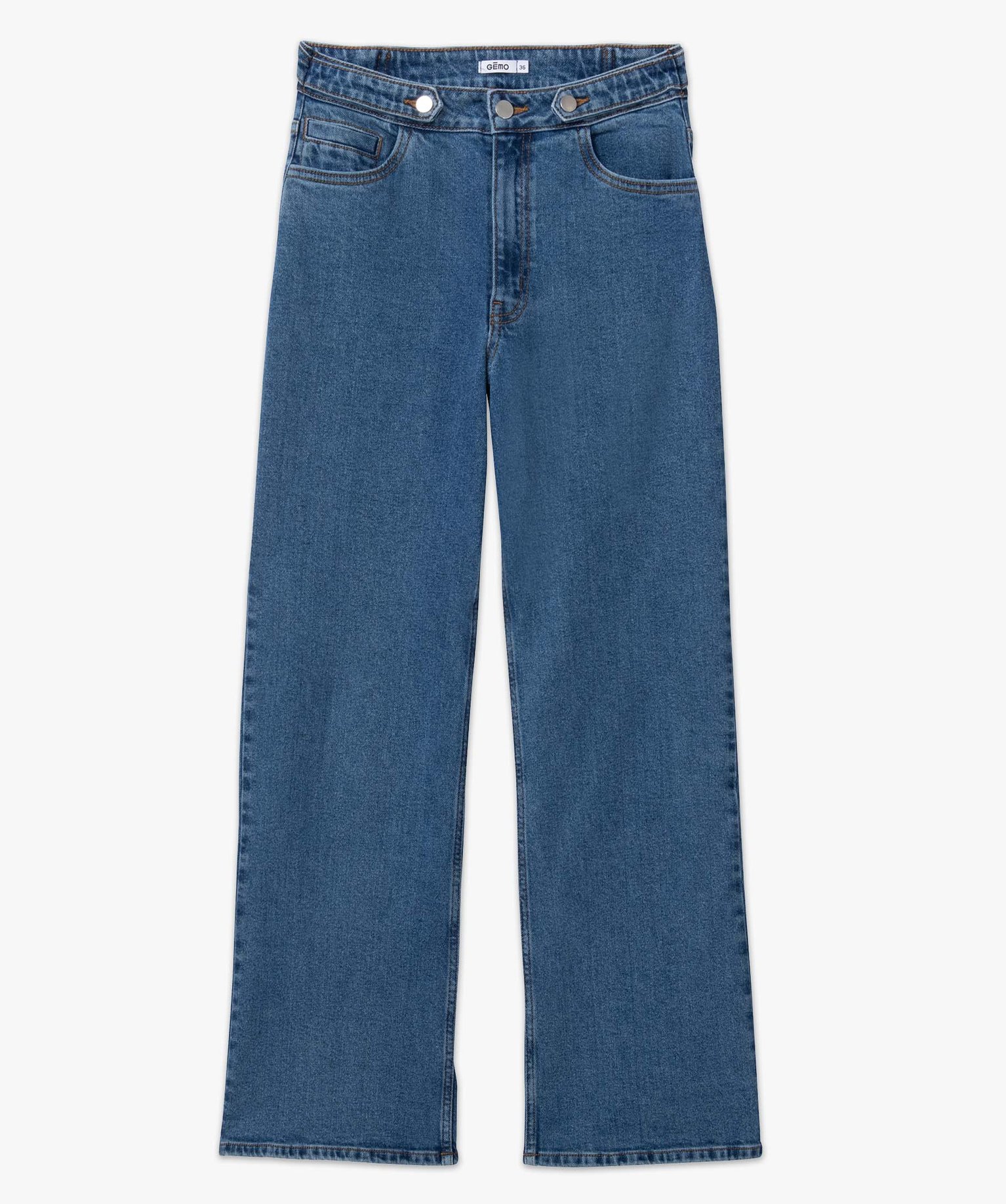 Jean femme wide leg taille haute stone | GEMO